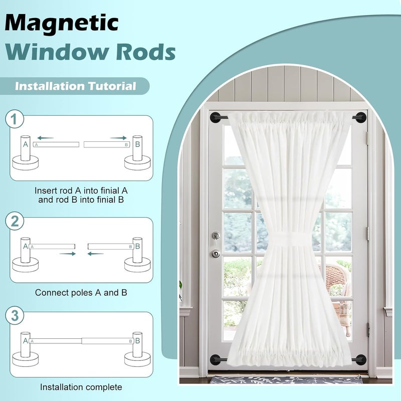 HTZON Black Magnetic Curtain Rod for Door:Magnet Curtain Rods for Classroom Whiteboard,Small Adjustable Magnetic Towel Bar,Tool-Free French Magnet Pole with Leather Protective Cover No Drilling 16-28" - Image 4